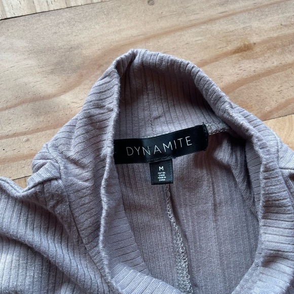 Dynamite Taupe Ribbed High-Neck Dress - Picture 11 of 14